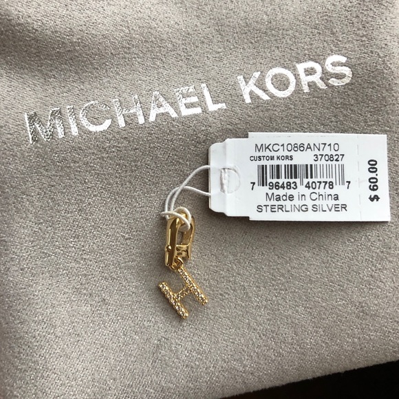 New Michael Kors Silver Gold H Letter Charm - Picture 4 of 4
